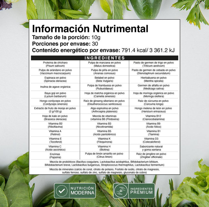Greens | +50 ingredientes todo en uno - Numo | Nutrición Moderna