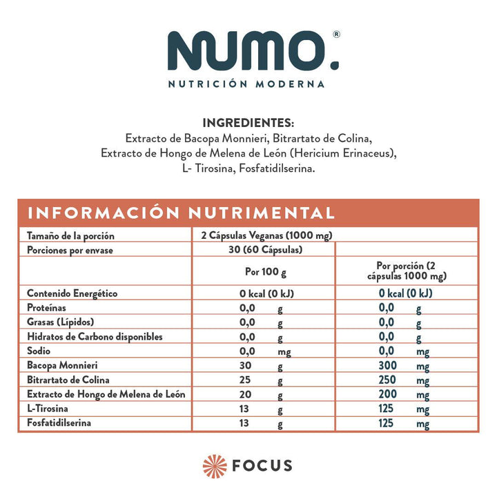 Focus | Memoria y Concentración - Numo | Nutrición Moderna